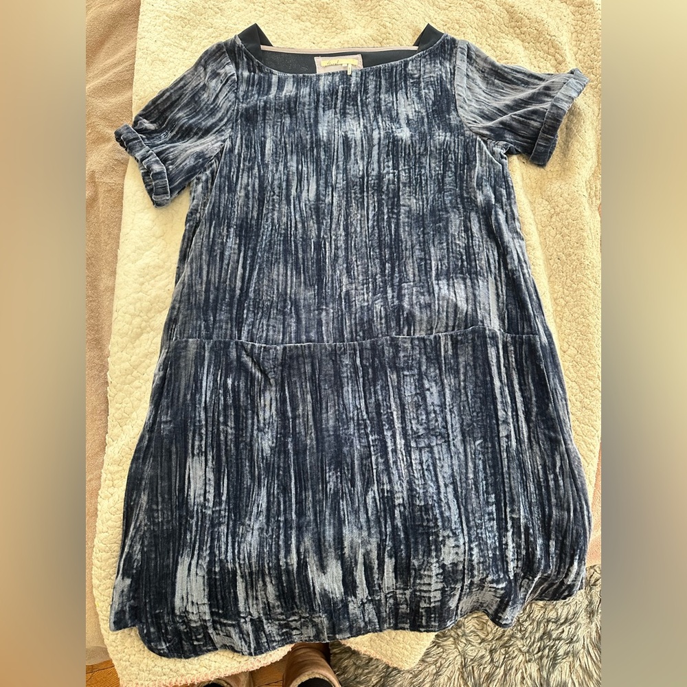 Crushed Velvet Blue Dress from Anthropologie
